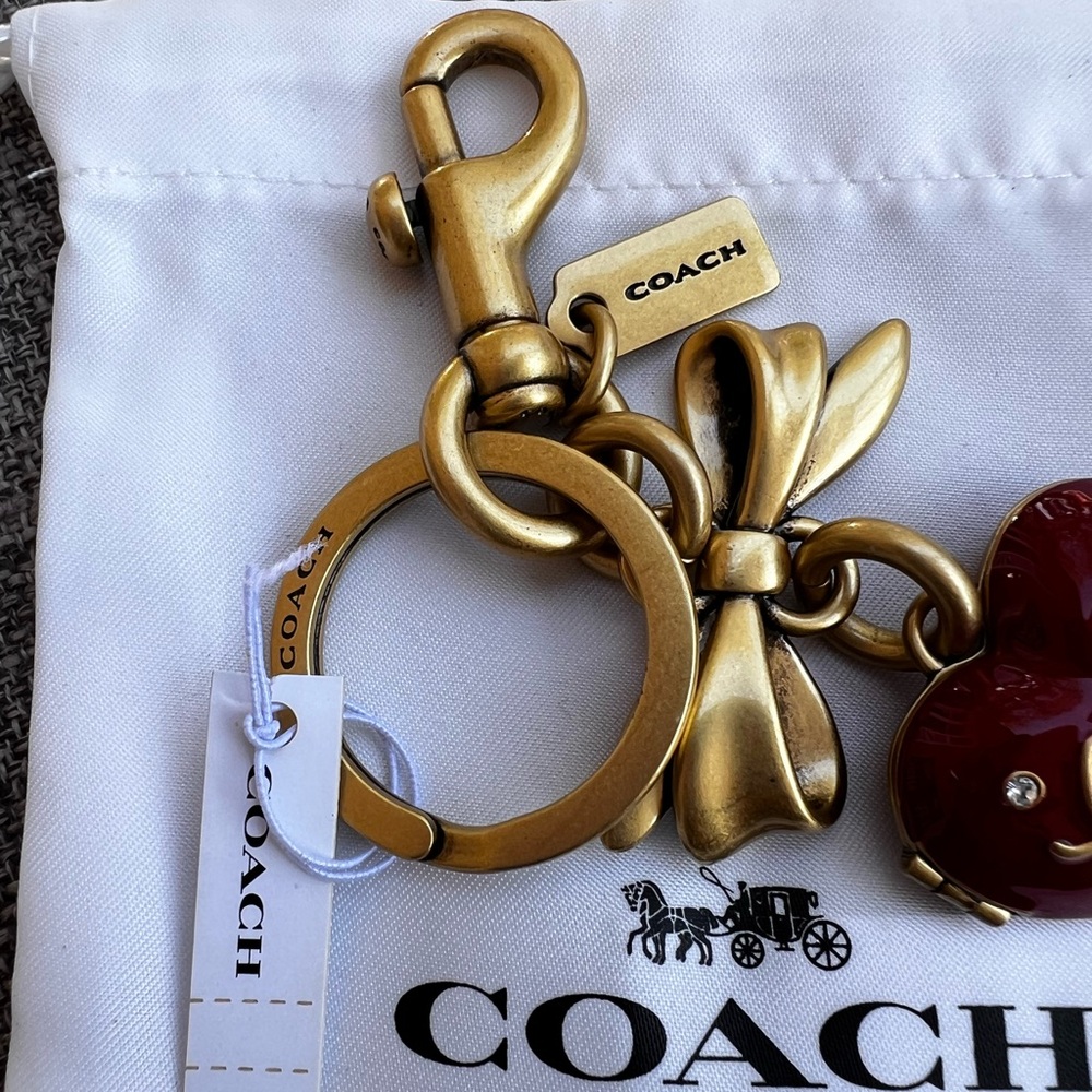 Coach Bow Heart Locket Bag Charm - Picture 3 of 6